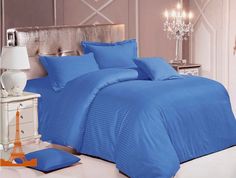 Простыня Maktex из страйп-сатина на резинке 90x200x20 Василек 1х1