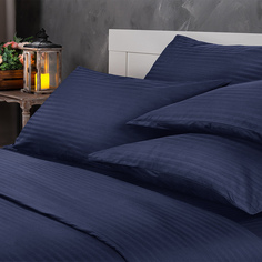 Пододеяльник Maktex из страйп-сатина 200 х 220 Индиго 1х1
