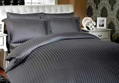 Пододеяльник Maktex из страйп-сатина 220 х 240 Графит 1х1