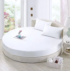 Простыня Maktex круглая из сатина на резинке 210x210x30 140 Белая отбеленная
