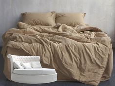 Простыня Maktex круглая из варёного хлопка на резинке 210x210x30 334 Темно-бежевый