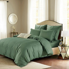 Простыня Maktex из сатина на резинке 180x200x30 Изумрудный