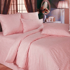 Простыня Maktex из страйп-сатина на резинке 180x200x30 Розовый, полоска 1х1