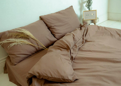 Простыня Maktex из сатина на резинке 140x200x20 Светло-коричневый