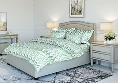 Пододеяльник Maktex из бязи 200 х 220 Икат (зеленый)