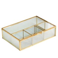 Шкатулка-органайзер стекло для мелочей Квадратики 6х16,5х23 см Sima Land