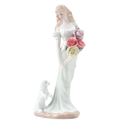Сувенир керамика Клара с розами и щенком 30х12х8 см No Brand