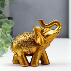 Сувенир полистоун "Слон в золотой попоне с узорами" лак 10х5х12 см No Brand