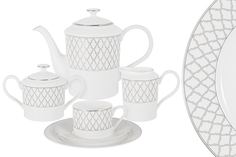 Чайный сервиз Виндзор (платиновая лента), 6 персон, 21 предмет Emily