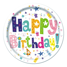 Тарелки одноразовые Bgreen Happy Birthday картон 23 см 10 шт.