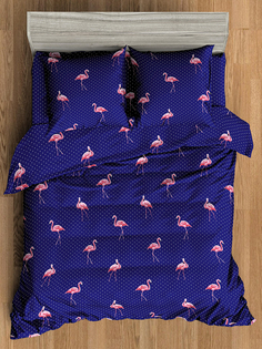Комплект постельного белья двуспальный Amore Mio, Flamingo, синий