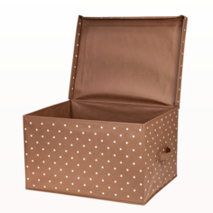 Складной кофр Solmax&Home короб для хранения с крышкой 50х40х30 см, коричневый/белый горох