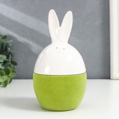 Сувенир керамика "Кролик-яйцо" зелёный флок 15,8х8,5х8,5 см No Brand