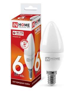 Лампа светодиодная ASDHOME, E14, 6W, 6500K, "Свеча", арт. 725405 - (10 шт.)