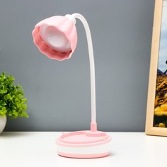 RISALUX Настольная лампа "Лайни" LED 2Вт USB АКБ розовый 10,5x10,5x37 см