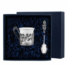 Набор чашка кофейная "Роза" + ложка из серебра АргентА