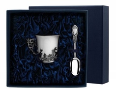 Набор чашка кофейная "Зайцы"+ ложка из серебра АргентА