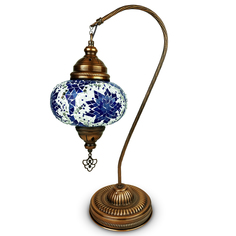 Светильник настольный с восточной мозаикой ручной работы цвет голубой 17х45 см Marma