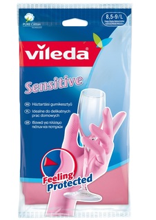Перчатки Vileda Candy Sensitive Виледа Кенди Сенсетив розовые размер L