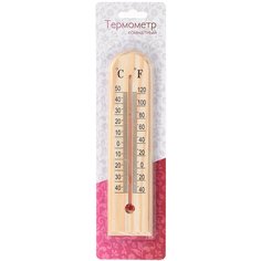 Термометр комнатный, пластик, Деревянный, полукруглый, С1102 No Brand