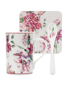 Кружка RED BLOSSOM 330мл с ложечкой и подставкой SIJ