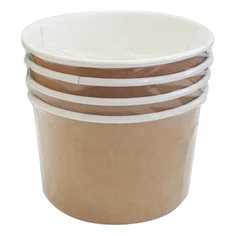 Тарелки глубокие одноразовые круглые крафт 290 мл 4 шт No Brand