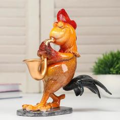 Сувенир полистоун лак "Петух играет на трубе" 17,7х10,5х14,5 см No Brand