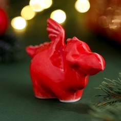 Сувенир новогодний Дракон Джет.2024 интерьерный,красный, фарфор, 5 см Sima Land