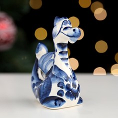 Сувенир новогодний Дракон Лира. 2024 гжель, No Brand