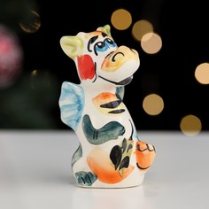 Сувенир новогодний Дракон Мила. 2024, гжель, цветной No Brand