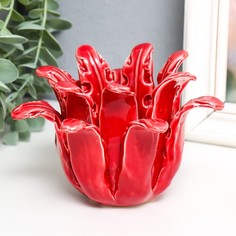 Подсвечник керамика на 1 свечу "Руккола" d-4,2 см красный 14х13х9 см No Brand