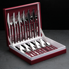 Набор столовых приборов «Аметист», 24 предмета, толщина 2,5 мм, декоративная коробка, цвет Добросталь (Нытва)