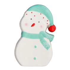 Сувенир керамика "Снеговичок, бирюзовый колпак и шарф" 14х3,3х8 см No Brand