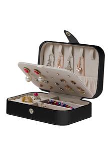 Шкатулка-органайзер для хранения украшений, драгоценностей, бижутерии, колец, черная URM