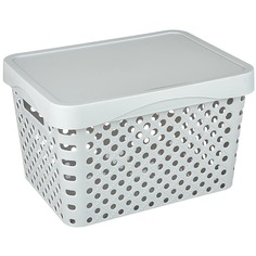 Корзина для хранения Архимед с крышкой 36x27x22 см 17 л голубая
