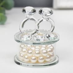 Сувенир стекло Два кольца - предложение жемчуг 7,2х6,3х6,3 см No Brand