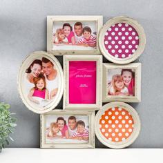 Фоторамка на 7 фото 11x11, 10x15, 12x17 см Триумф состаренная 40,5x42 см No Brand