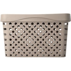 Корзина для хранения Архимед с крышкой 36x27x22 см 17 л кремовая