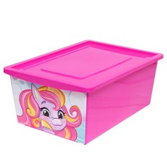Ящик для игрушек с крышкой, «Радужные единорожки», объём 30 л, цвет маджента Solomon