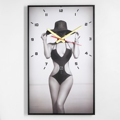 Часы-картина настенные, серия: Люди, "Девушка на кушетке", 50 х 100 см, микс Сюжет