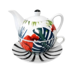 Чайник Porcelana Bogucice Tropico с чашкой 1 персона 2 предмета No Brand