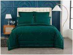 Комплект постельного белья с одеялом Sofi de Marko Маурицио семейный дуэт мако-сатин зелен