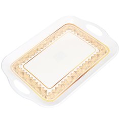 Поднос пластик 46х32 см Белый с золотой каймой Y4-3287 No Brand