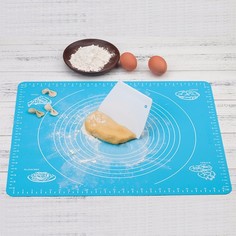 Силиконовый коврик для раскатывания теста, 30х40 см (Цвет: Голубой ) No Brand