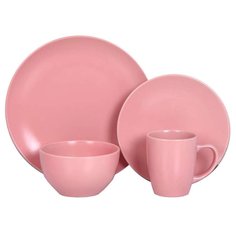 Сервиз столовый керамика 16 предметов на 4 персоны CDS16p розовый No Brand