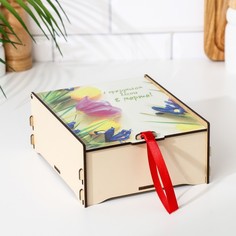 Деревянная шкатулка для чайных пакетиков 17,9х15,6х7,4 см No Brand