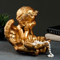 Фигура - подсвечник "Ангел с кувшинкой" 23х23х27см бронза Хорошие сувениры