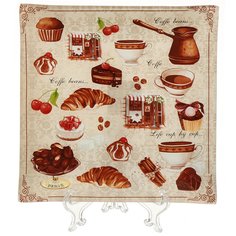 Тарелка обеденная, стекло, 23х23 см, квадратная, Французский завтрак No Brand