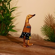 Сувенир Утка в купальнике дерево 25 см No Brand