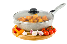 Сковорода глубокая Elan Gallery ГАРМОНИЯ ВКУСА Серый агат 28 см с крышкой, съёмная ручка